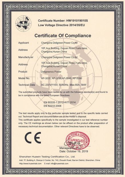 चीन Deligreen Power Co.,ltd प्रमाणपत्र